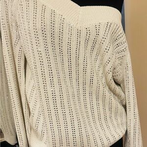 INC International Concepts Off-the-Shoulder Cream Sweater